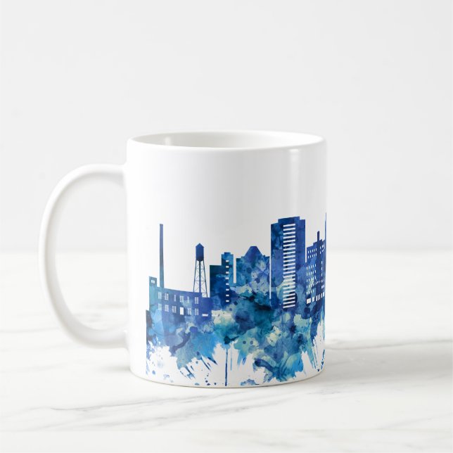 Durham North Carolina Skyline Blue Kaffemugg (Vänster)