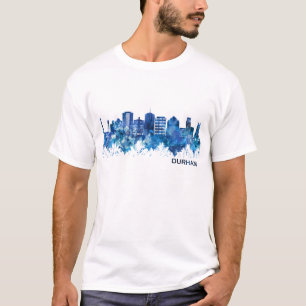 Durham North Carolina Skyline Blue T Shirt