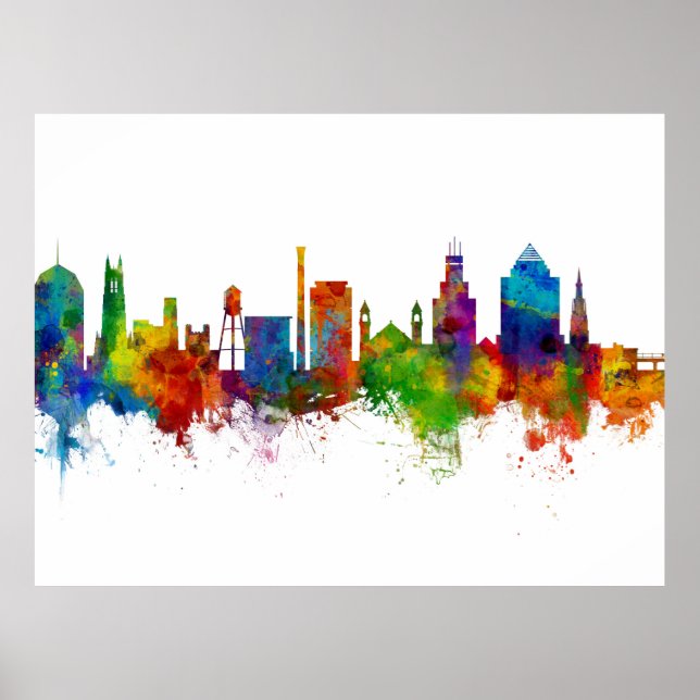 Durham North Carolina Skyline Poster (Framsidan)