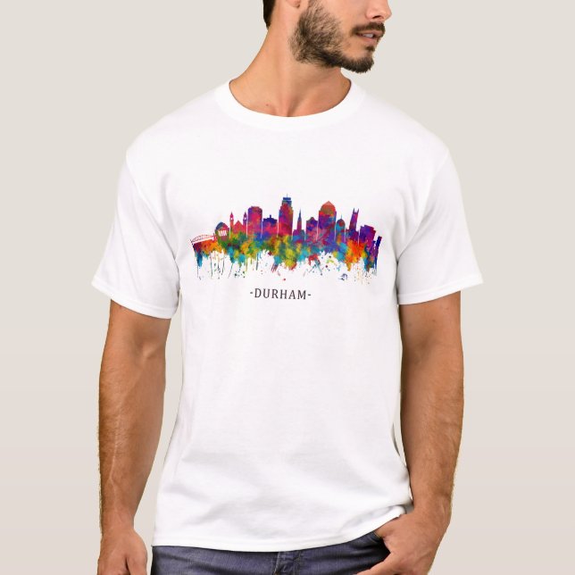 Durham North Carolina Skyline T Shirt (Framsida)