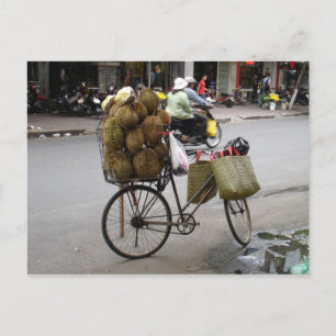 Durian för försäljning på cykel vykort