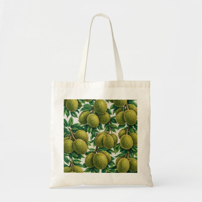 Durian Frukt Tropisk Botanisk Mönster Tygkasse (Framsidan)