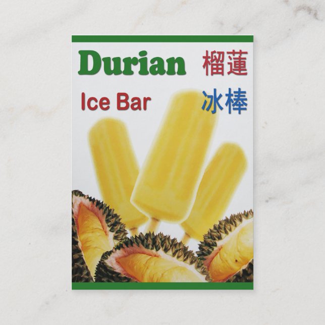 Durian Ice Pub Tropical Fruit Popsicle Visitkort (Baksida)