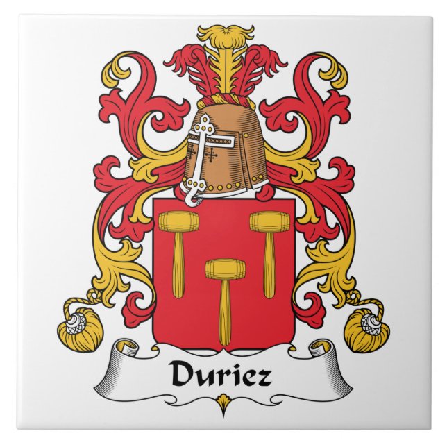 Duriez familjvapensköld kakelplatta (Framsidan)