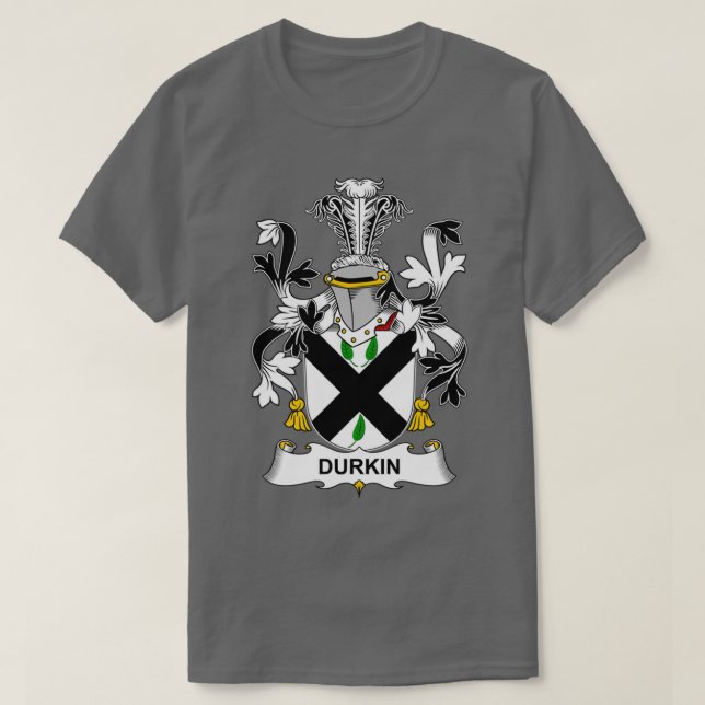 Durkin Coat of Arms Family Crest  T Shirt (Design framsida)