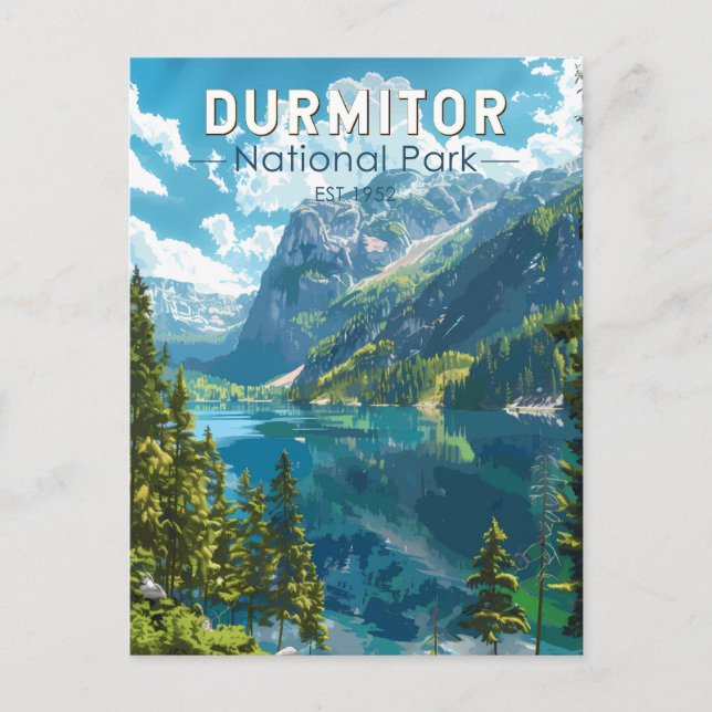Durmitor National Park Montenegro Travel Art Vykort (Framsida)