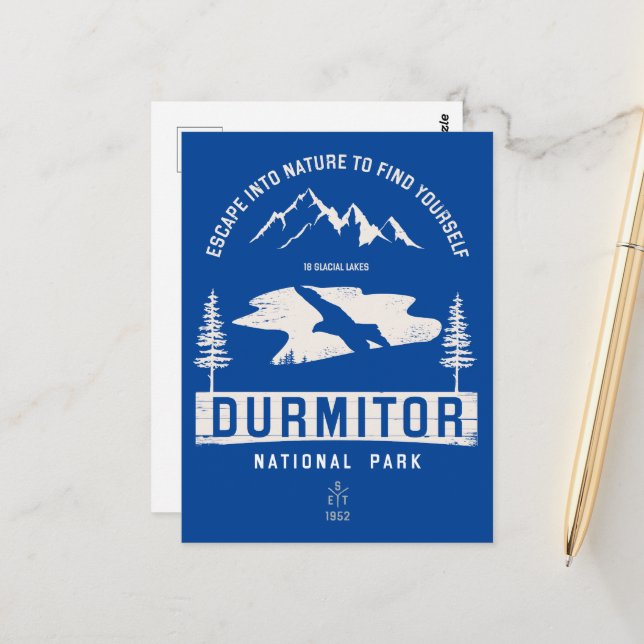 Durmitor National Park Montenegro White Design Vykort (Fram/Back In Situ)