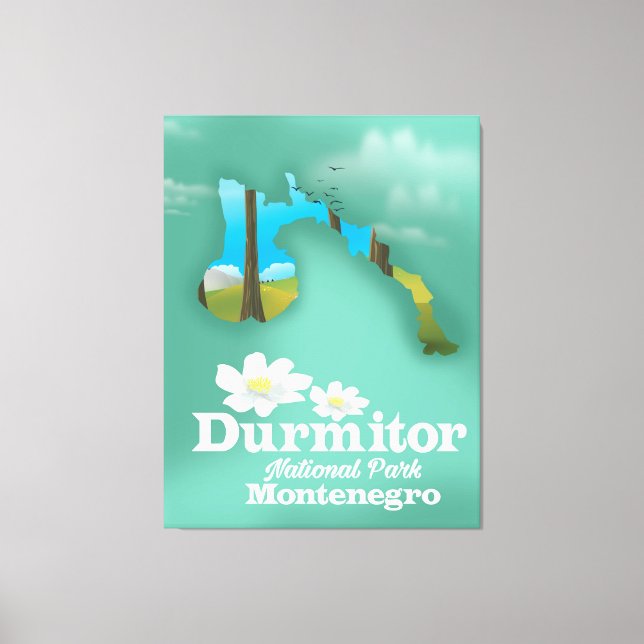 Durmitor nationalpark, Montenegro karta Canvastryck (Framsida)