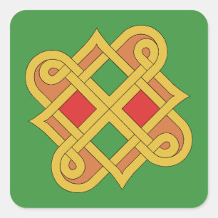Durrow Knotwork 2016 Red and Grönt Fyrkantigt Klistermärke