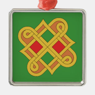 Durrow Knotwork 2016 Red and Grönt Julgransprydnad Metall