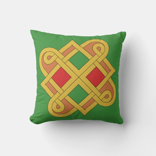 Durrow Knotwork 2016 Red and Grönt Kudde (Framsida)