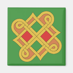 Durrow Knotwork 2016 Red and Grönt Magnet