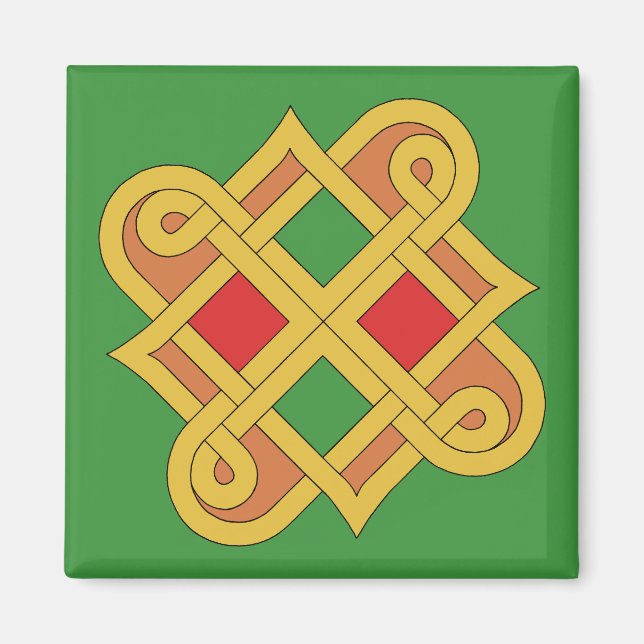 Durrow Knotwork 2016 Red and Grönt Magnet (Framsidan)