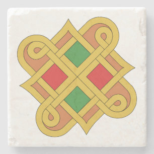 Durrow Knotwork 2016 Red and Grönt Stenunderlägg