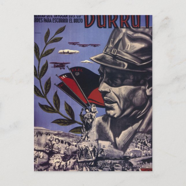 Durruti. Sanna Anarkister _Propagandaaffisch Vykort (Framsida)