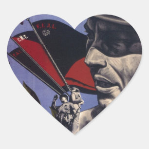 Durruti spansk civil krig original poster 1936 FAI Hjärtformat Klistermärke