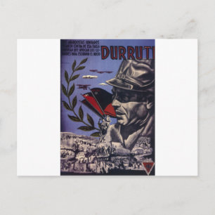 Durruti spansk civil krig original poster 1936 FAI Vykort