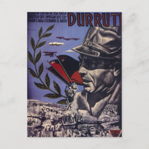 Durruti spansk civil krig original poster 1936 FAI Vykort