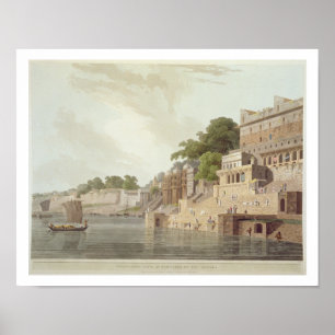 Dusasumade Gaut, på Benares på floden Ganges, f Poster