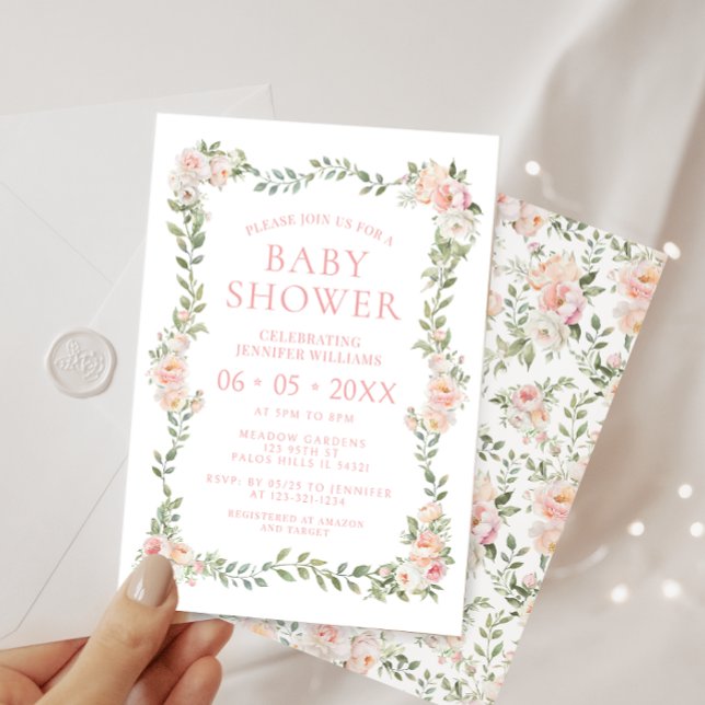 dusch av Cute rosa pastel bohemian blommigt flicka Inbjudningar (Skapare uppladdad)