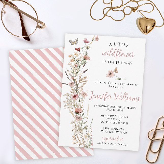 Dusch av havsfärgsblommor ro guld flicka inbjudningar (Skapare uppladdad)