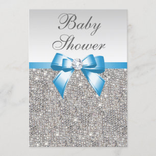 Dusch för baby med hjärtfel för FauxsilverSequins Inbjudningar