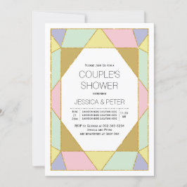 dusch för bröllop par-blocket i färg i Geometric j Inbjudningar