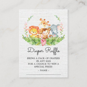 Dusch för jungle-djur Diaper Raffle Biljett Tilläggskort