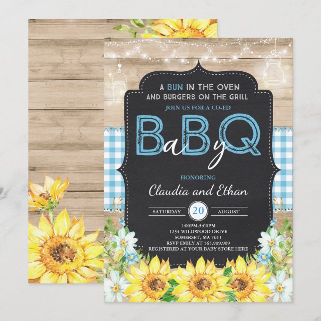 Dusch för par för baby Q för BBQ-baby Inbjudningar (Fram/baksida)