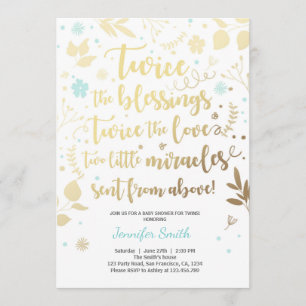 Dusch för pojke för blått för tvilling- baby inbjudningar