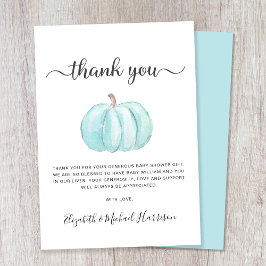 Dusch för Pojke i Cute Blue Pumpkin Tack Kort