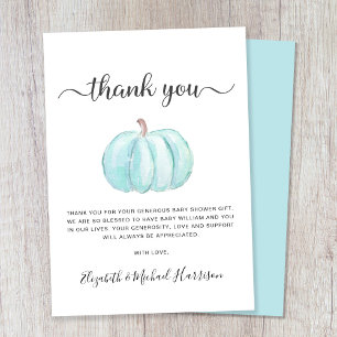 Dusch för Pojke i Cute Blue Pumpkin Tack Kort