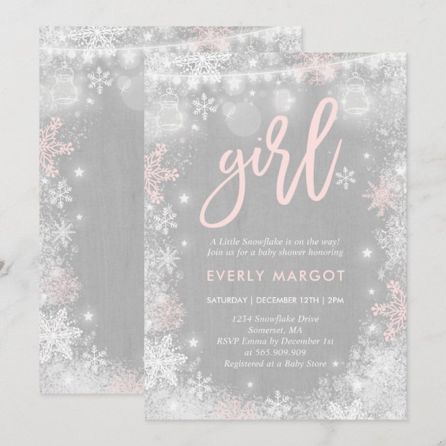 Dusch för vinter för vinterbaby showerinbjudan inbjudningar (Fram/baksida)