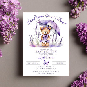 Dusch med kärlek söt teddybjörn baby shower inbjudningar