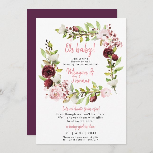 duscha med e-post från barnduschinbjudan inbjudningar (Fram/baksida)