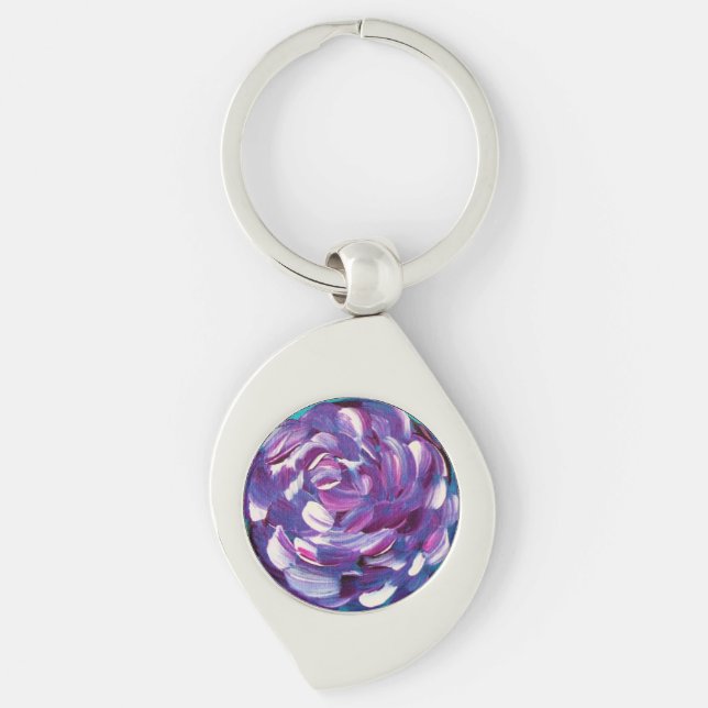 Duscha mig med blommor swirl silverfärgad nyckelring (Framsidan)