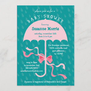 "Duschar April" paraplyflickababy shower Invitati Inbjudningar