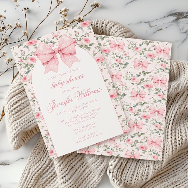 duschen flicka vid Cute shabby chic rosa- Inbjudningar (Skapare uppladdad)