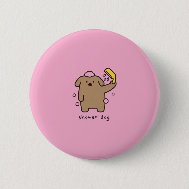 Duschhund Brun Pudel Badetid Kawaii Knapp (Framsida)