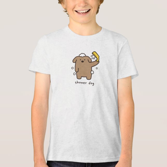 Duschhund Brun Pudel Badetid Kawaii T Shirt (Framsida)