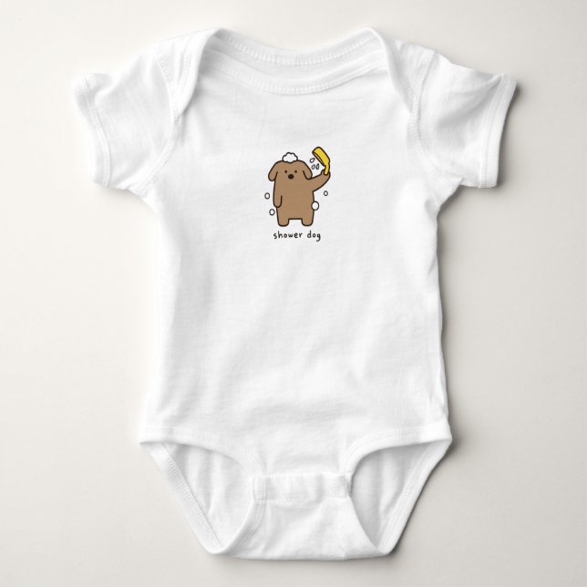 Duschhund Brun Pudel Badetid Kawaii T Shirt (Framsida)