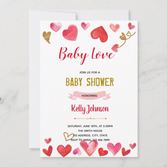 duschinbjudan till Baby kärlek Tack Kort (Framsida)