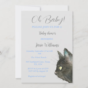 Dusduschen Cute Black Cat Kattunge Kitten Blue Poj Inbjudningar