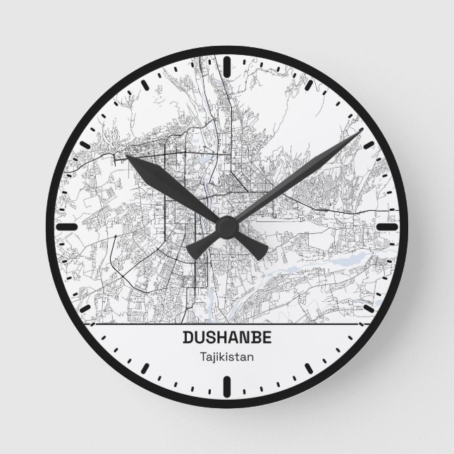 Dushanbe Clock City Line Art Rund Klocka (Framsida)