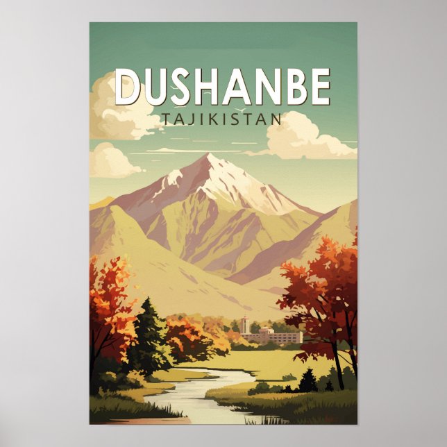 Dushanbe Tadzjikistan Resa Konst Vintage Poster (Framsidan)