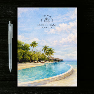 Dusit Thani Maldives Souvenir Vattenfärg Resa Vykort