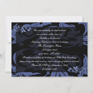 Dusk Blue Damask Goth Bröllop Inbjudningar