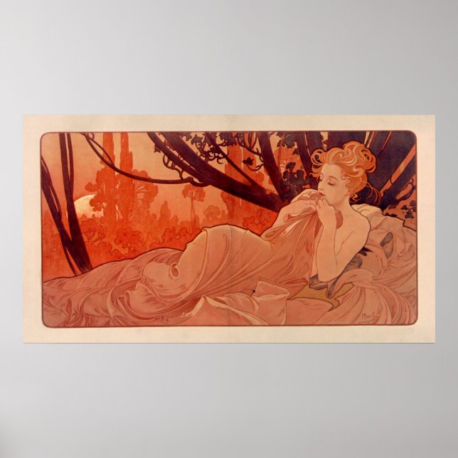 DUSK by Alphonse Mucha - Crepuscule Poster (Framsidan)
