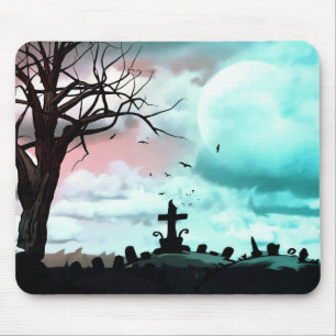 Dusk Full Moon Graveyard Goth Mousepad Musmatta