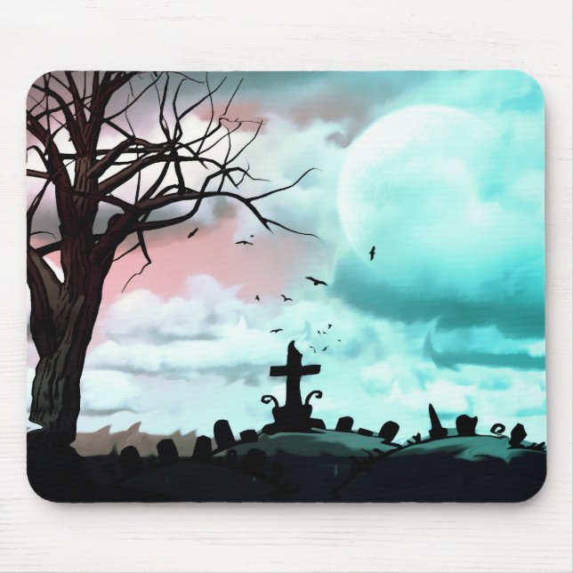 Dusk Full Moon Graveyard Goth Mousepad Musmatta (Framsidan)